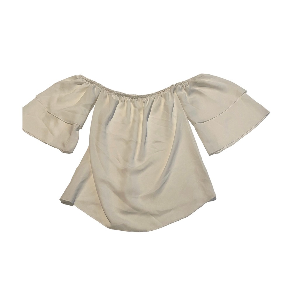Tyche Women White Off‎ The Shoulder Bell Sleeve Blouse Top Size Small